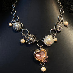 Pink Heart Vintage Necklace