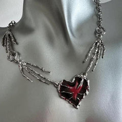 Red love punk necklace y2k clavicle chain