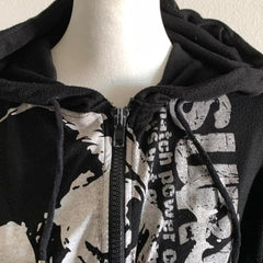 Winter y2k black graffiti hoodie