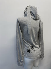 Winter y2k punk rabbit ears skull zipper sweatshirt