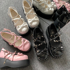 Cute lolita thick-soled college leather shoes