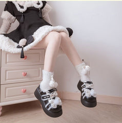 Cute lolita thick-soled college leather shoes