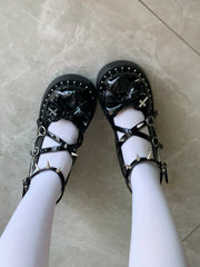 Cute lolita thick-soled college leather shoes