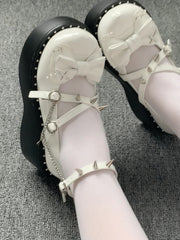 Cute lolita thick-soled college leather shoes