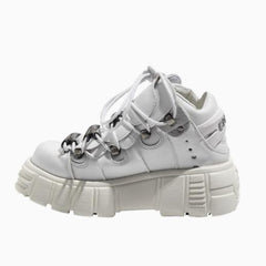 y2k punk metal rock platform shoes white