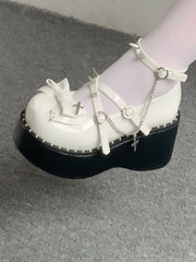 Cute lolita thick-soled college leather shoes