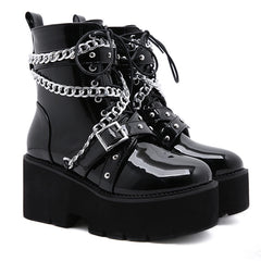 Punk Metal Chain Thick-soled Platform Hottie Martin Boots