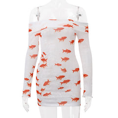 Vintage Y2K Goldfish Print Dress