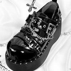 Punk y2k thick-soled shoes Gothic platform shoes