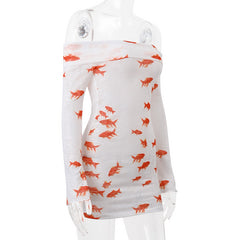 Vintage Y2K Goldfish Print Dress