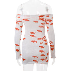 Vintage Y2K Goldfish Print Dress