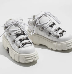 y2k punk metal rock platform shoes white