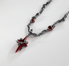 Red Taboo Four-pointed Star Necklace Heavy Metal