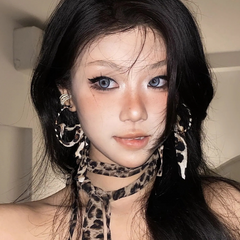 Leopard print ribbon earrings Y2K fall winter retro