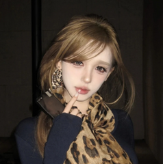 Leopard print ribbon earrings Y2K fall winter retro