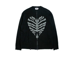 Skull Raglan Vintage Zip Knit Sweater