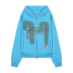 Zip Cardigan Thickened Loose Hooded Sweatshirt