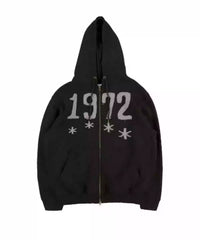 1972 Digital Patch Loose Hooded Sweatshirt Jacket