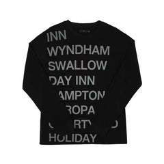 Front and back letters round neck couple long sleeve t-shirt tops