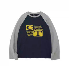 Colour Block Letter Long Sleeve T-Shirt