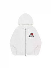 Love Letter Zip Cardigan Hooded Sweatshirt Lounge Pants Set