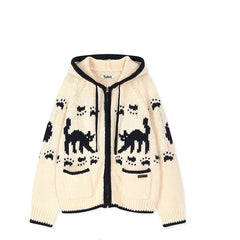 Cat Zip Knit Cardigan Hooded Sweater Jacket