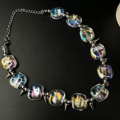 Colourful Studded Punk Necklace