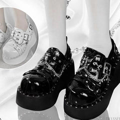 Punk y2k thick-soled shoes Gothic platform shoes