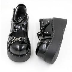 Punk Y2K hot girl sweet cool thick-soled leather shoes