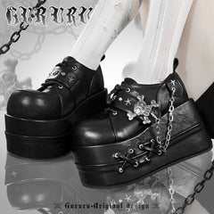 y2k cool punk skull thick-soled shoes