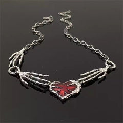 Red love punk necklace y2k clavicle chain