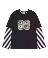 Sleeve Stripe Patchwork Athletic Long Sleeve T-Shirt