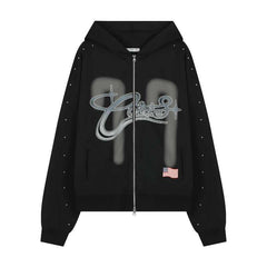 Zip Cardigan Thickened Loose Hooded Sweatshirt