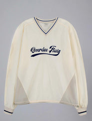 Monogrammed V-neck sports jersey sweatshirt