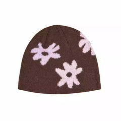 Cute Flower Dome Knit Hat Woolen Cold Hat Beanies