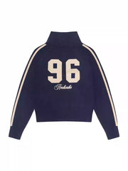 College Style Sports Knit Short Jacket Sweater