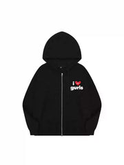 Love Letter Zip Cardigan Hooded Sweatshirt Lounge Pants Set