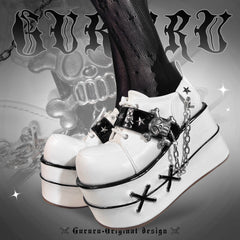 y2k cool punk skull thick-soled shoes