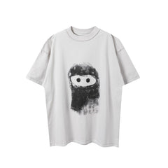 Graffiti Ninja Retro Washed White Short Sleeve T-Shirt