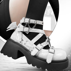 Punk thick-soled y2k rivet high heels