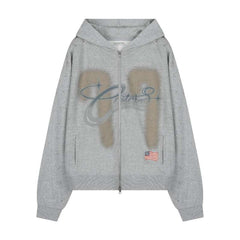 Zip Cardigan Thickened Loose Hooded Sweatshirt