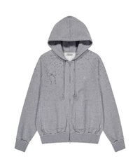 Bow Star Print Padded Hooded Sweatshirt