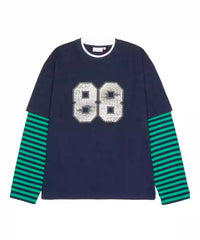 Sleeve Stripe Patchwork Athletic Long Sleeve T-Shirt