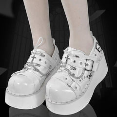 Punk y2k thick-soled shoes Gothic platform shoes