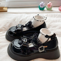 Cute lolita thick-soled college leather shoes