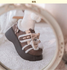 Cute lolita thick-soled college leather shoes