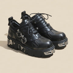 y2k cyberpunk rock skull gothic thick-soled shoes