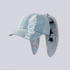 y2k denim ripped baseball cap